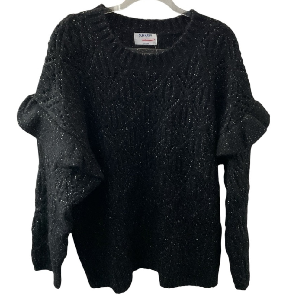 Old Navy Black Crew Neck Sweater with Textured Knit P:29 L:27